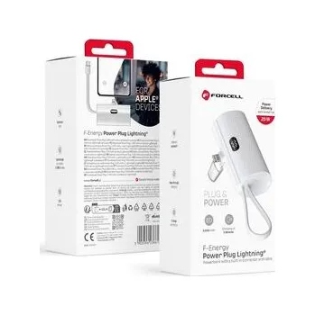 Powerbanka Externí baterie / mini power bank FORCELL - 5000 mAh - 20W - Lightning + USB-C kabel- bílá