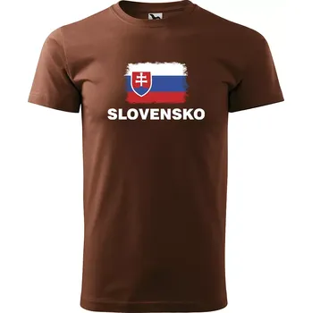 Pánské tričko Sablio Tričko s potiskem Slovensko - hnědé S