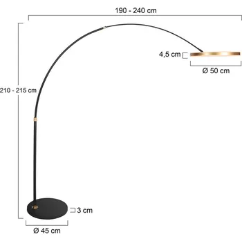 Lampička Steinhauer LED obloukové svítidlo Ringlux, černé/zlaté, kov, CCT, stmívač černá, zlatá 2 x 20 W LED - Doprava zdarma