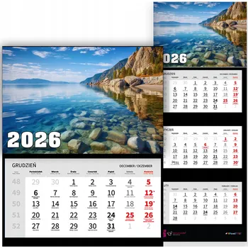 Obraz TRÍDÍLNÝ KALENDÁŘ 2026 NA ZEĎ | DEKORATIVNÍ STYL DÁREK DO KANCELÁŘE, MODERNÍ