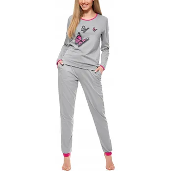 Dámské pyžamo Dámské bavlněné pyžamo s dlouhým rukávem MS-170 Šedé S