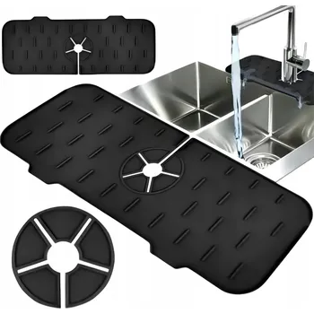 Odkapávač na nádobí SILIKONOVÁ PODLOŽKA POD DŘEZ ODKAPÁVAČ POD BATERII ČERNÁ OCHRANNÁ PODLOŽKA DO KUCHYNĚ