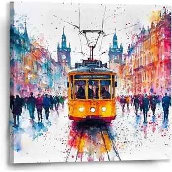Obraz Sablio Obraz Žlutá tramvaj Paint - 50x50 cm