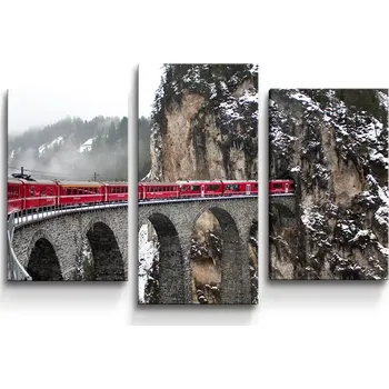 Obraz Sablio Obraz - 3-dílný Vlak na mostě 2 - 75x50 cm