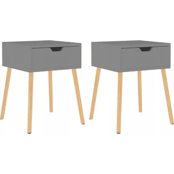 Noční stolek Noční stolek se zásuvkou, materiál na bázi dřeva, šedá, 40x40x56 cm