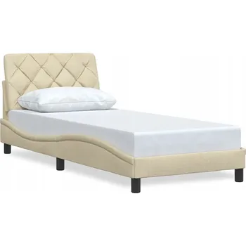 Postel Rám postele krémový 218 x 85 x 74,5 cm s čelem 82 x 6 x 48 cm