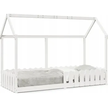 Postel Dřevěná postel domeček, bílá, 209 x 86 x 146 cm