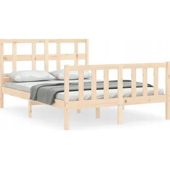 Postel Dřevěná borovicová postel 195,5 x 125,5 x 100 cm, přírodní, s čelem