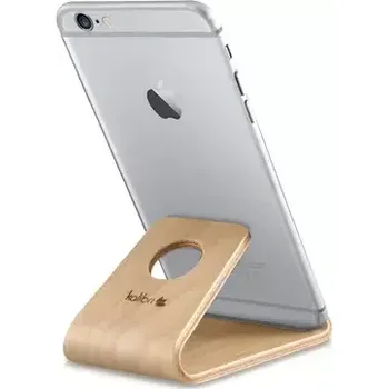Stylový dřevěný stojánek Kalibri na mobily a tablety, světlá bříza (Dřevěný stojánek na mobilní telefony a tablety, světlé dřevo - bříza)