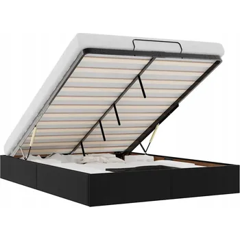 Postel Rám postele s úložným prostorem (otomana) černý 193 x 140 x 23,5 cm, umělá kůže