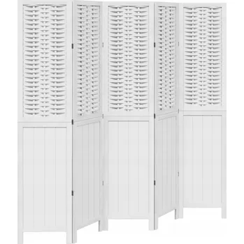 Paraván Paraván 5-panelový, bílý, masivní dřevo paulovnie