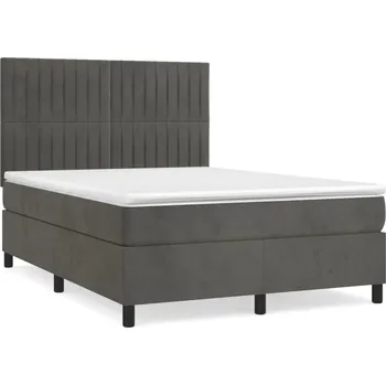 Postel Kontinentální postel 193x144x118/128 cm, tmavě šedá, s matrací 140x190x20 cm