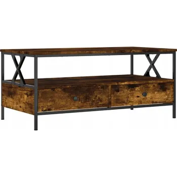 Konferenční stolek Konferenční stolek z dřevěného kompozitu, 2 zásuvky, 1 police, kouřový odstín