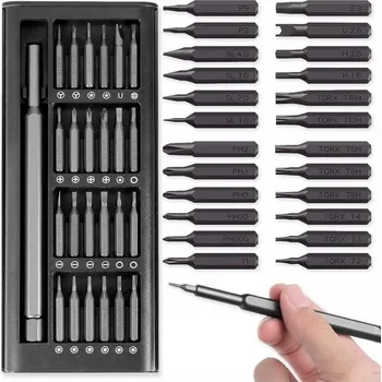 Šroubovák SADA PRECISIONÍCH ŠROUBOVÁKŮ MAGNETICKÉ BITY 25 DÍLŮ + POUZDRO