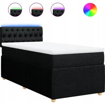 Postel Kontinentální postel s LED osvětlením, černá, 200 x 80 x 100,5 cm, matrace 80 x 200 x