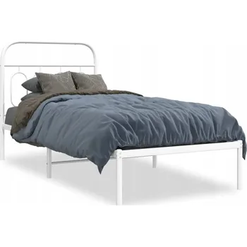 Postel Bílý kovový rám postele 196 x 95 x 100 cm s úložným prostorem