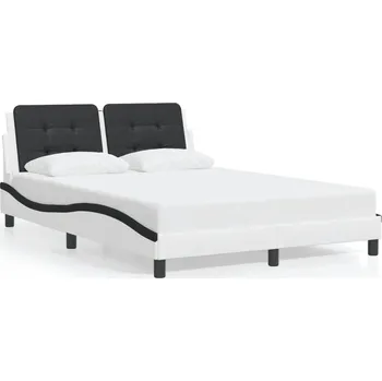 Postel Rám postele s čelem 218 x 145 x 74,5 cm, bílo-černá