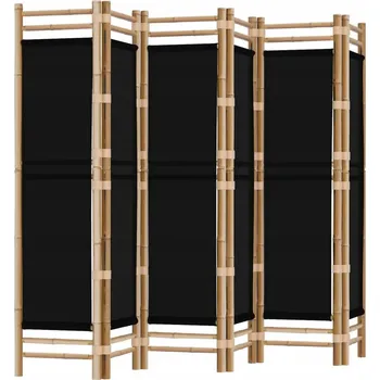 Paraván Klasická bambusová paraván s plátnem, 240 x 180 cm, černá, 6 panelů