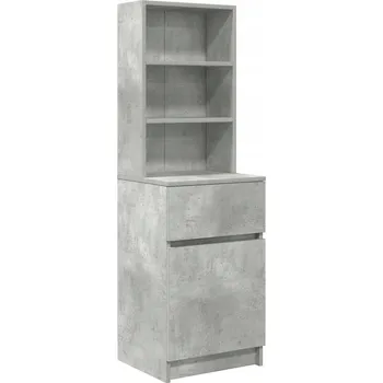 Noční stolek Noční stolek šedobetonový 39 x 35 x 125 cm se 2 policemi a 1 zásuvkou