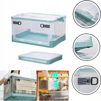 Úložný box Box Skládací kontejner 40L s klapkou, kolečka Plastové knihy velké zelené