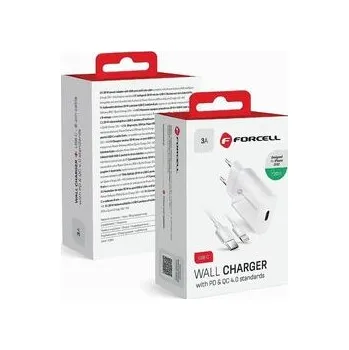 Síťová nabíječka na telefon Forcell F-Energy USB‑C QC 4.0 PD 3A 20 W + kabel USB‑C na Lightning TFK-TC-20WPD, bílá - Forcell + zdarma možnost vyzkoušet a vrátit zboží do 30 dní