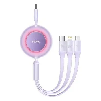 BASEUS kabel 3v1 USB‑C na Micro USB / Lightning / USB‑C PD QC4.0 3,5 A 100 W CAMJ010205 1,1 m fialový - Baseus + zdarma možnost vyzkoušet a vrátit zboží do 30 dní