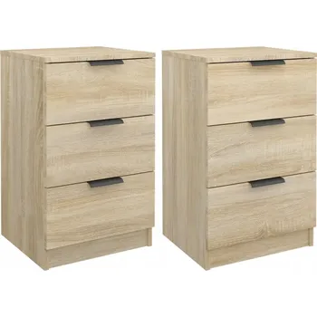 Noční stolek Noční stolek se 3 zásuvkami, dub sonoma, 40x36x65 cm