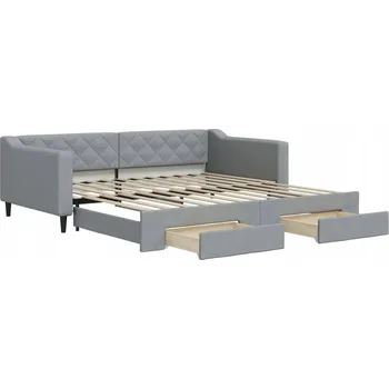 Pohovka Světle šedá pohovka s funkcí spaní 223 x 110 x 67 cm, 2 zásuvky