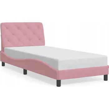 Postel Rám postele s opěrkou hlavy růžový 218 x 95 x 74,5 cm, matrace 90 x 200 cm