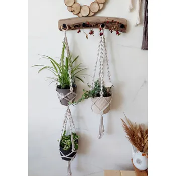 Květináč Minimalistický macramé DVOJZÁVĚS / TROJZÁVĚS na květináč Velikost: dvojzávěs
