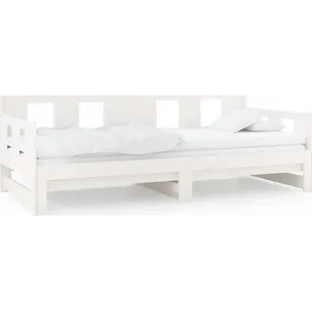 Pohovka Rozkládací pohovka/válenda z masivního borovicového dřeva, bílá, 203,5x160x6 cm