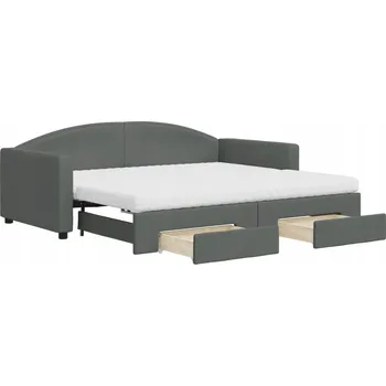 Pohovka Rozkládací pohovka 2v1 se zásuvkami, tmavě šedá, rozměry po složení: 213 x 100 x 75 cm