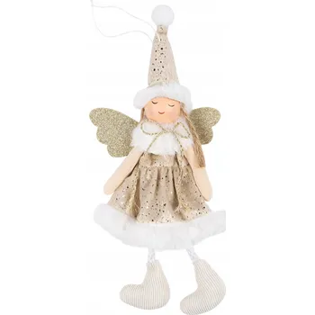 Vánoční dekorace Závěsná ozdoba na stromeček andílek panenka béžová 25 cm