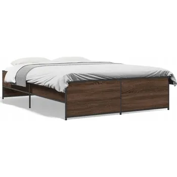 Postel Rám postele hnědý dub 193 x 143 x 40,5 cm s kovovými nožkami