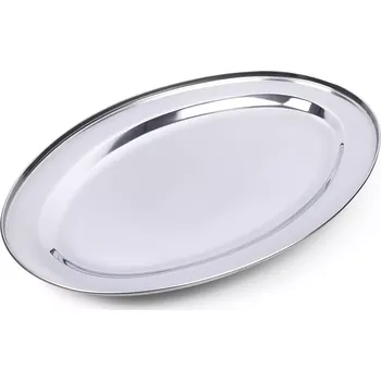 Ocelový oválný servírovací podnos 44 × 29 cm