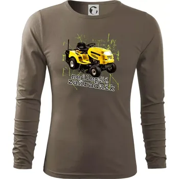 Pánské tričko Nejlepší zahradník traktor - Triko s dlouhým rukávem FIT-T long sleeve - M ( Army )