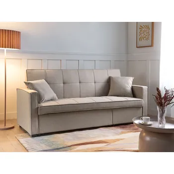 Pohovka Pohovka béžová čalounění 3místná funkce spánku moderní dekorativní polštáře obývací pokoj Beliani