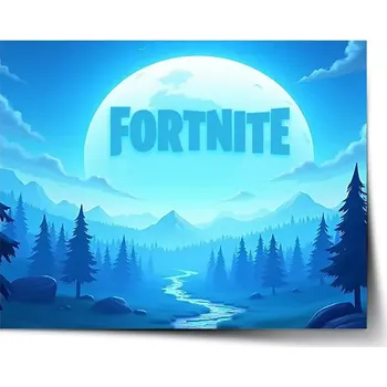 Plakát Sablio Plakát FORTNITE Modré údolí s měsícem - 90x60 cm