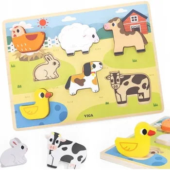 Puzzle Viga 44702 Puzzle na podložce, 7 dílků - Farma