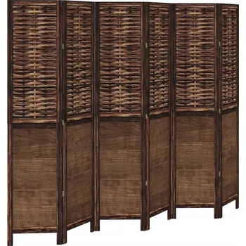 Paraván Paraván Paulownia a Bambus Opálený, 210-215x180 cm, Tmavě Hnědá