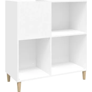 Komoda Skříňka na vinylové desky z eukalyptového dřeva, bílá, 84,5x38x89 cm