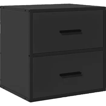 Noční stolek Černý nástěnný noční stolek se 2 zásuvkami 40 x 31 x 39,5 cm