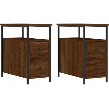 Noční stolek Noční stolek hnědý dub 30 x 60 x 60 cm, dřevotříska, železo