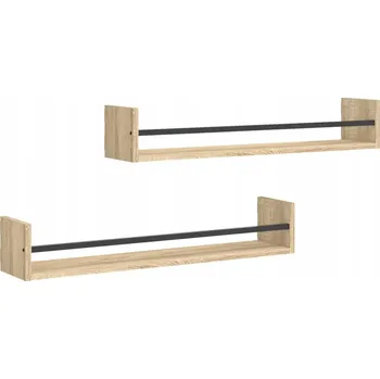 police Nástěnné police s tyčí, dřevotříska, dub sonoma, 80x16x14 cm