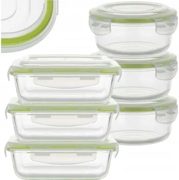 Dóza na potraviny SKLENĚNÉ DÓZY NA POTRAVINY SADA HERMETICKÉ OBĚDOVÉ BOXY 6 Ks Frigo