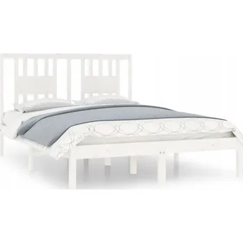 Postel Bílý dřevěný rám postele 195,5 x 126 x 100 cm, masivní borovicové dřevo