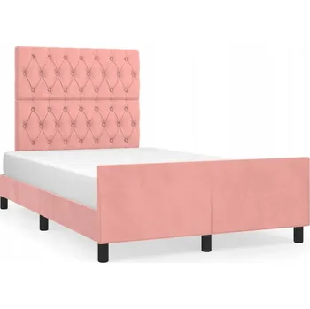 Postel Rám postele s čelem růžový 203 x 126 x 118/128 cm, sametový