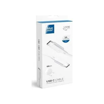 Kabel USB‑C na USB‑C Blue Star 3 A 1,2 m bílý - Blue Star + zdarma možnost vyzkoušet a vrátit zboží do 30 dní