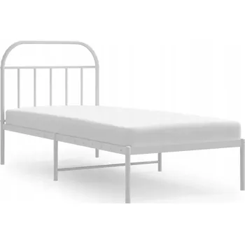 Postel Bílý kovový rám postele 196 x 95 x 100 cm s čelem
