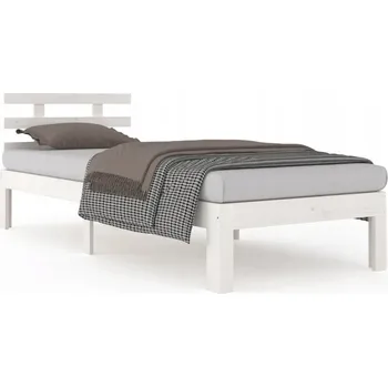 Postel Bílý rám postele z masivního borovicového dřeva 205,5 x 103,5 x 69,5 cm